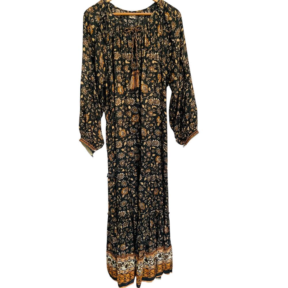 Natural Life Lula Tiered Maxi Dress Floral Multicolor size XL Boho Peasant - Picture 7 of 9